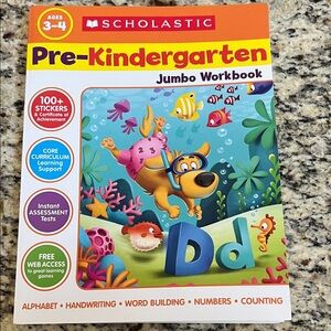 Scholastic Pre-Kindergarten Jumbo Workbook - Blue and Yellow